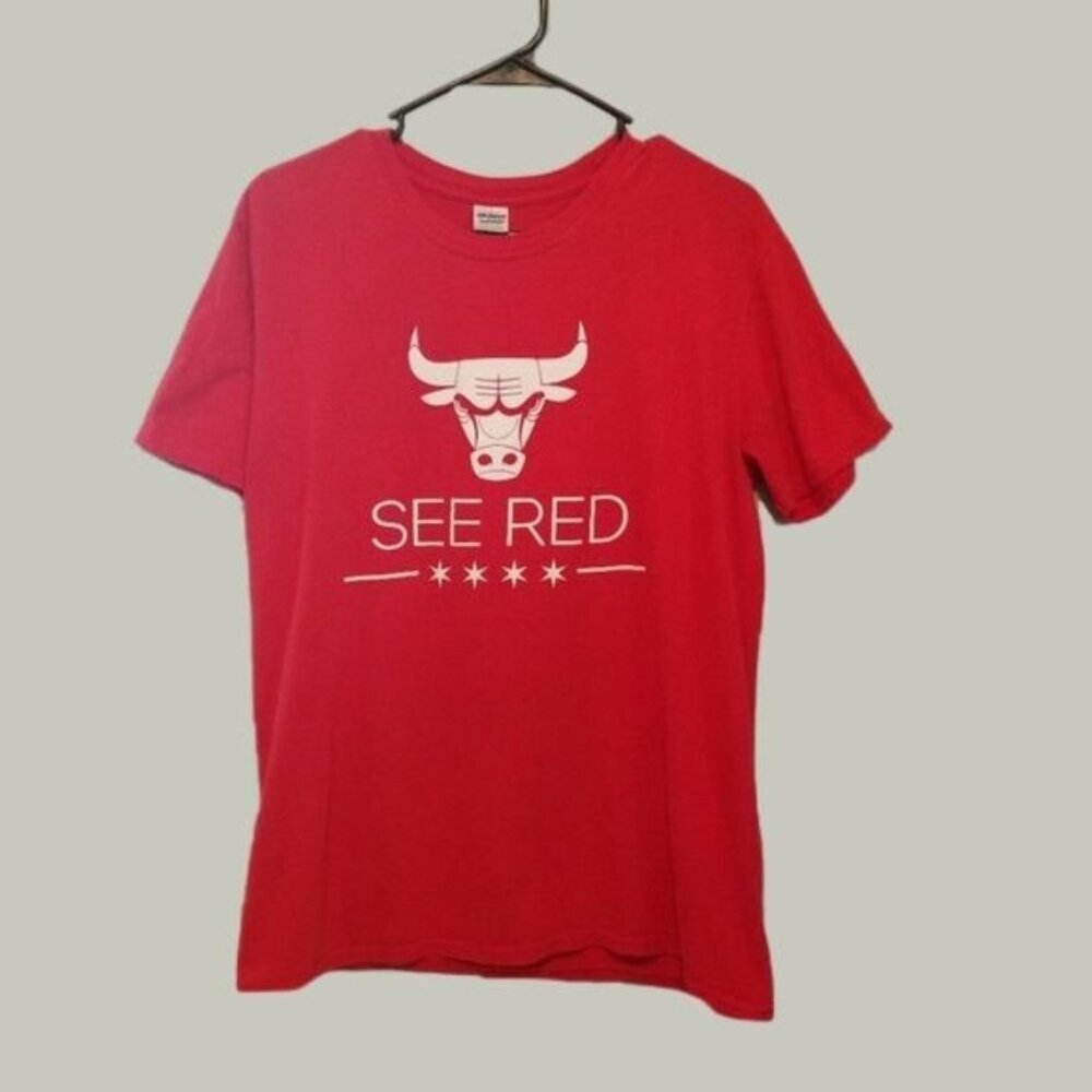 Chicago Bulls Shirt See Red Size Large Short Sleeve